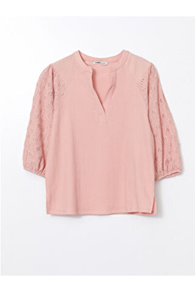 LC Waikiki Modanova Season Pink Collar Embroidered Women's Blouse