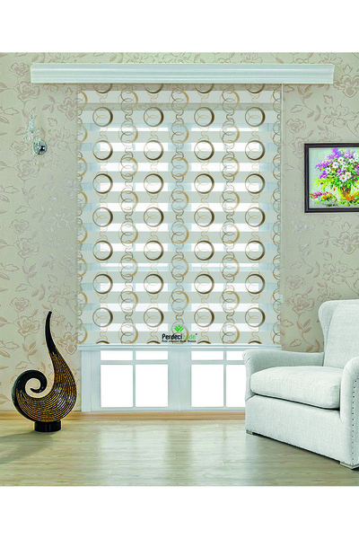 Yznhome Geometrik Halka Desenli Modern Zebra Perde – YZN-518