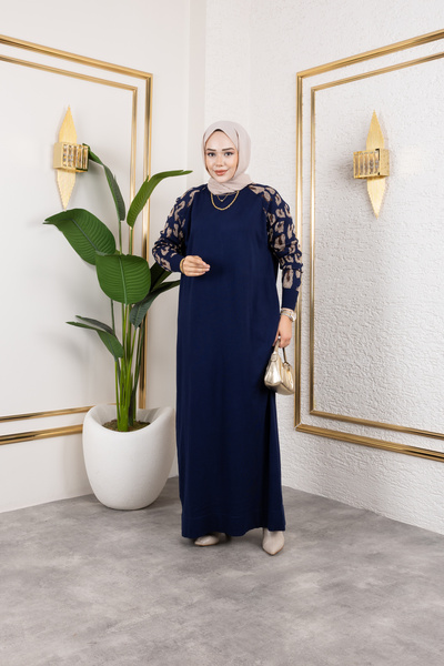 MODAMÜNASİP Leopar Desenli Merserize Elbise