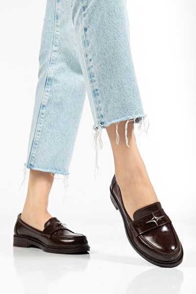 MARSEDO Women's Thick Serrated Sole Masculine Loafer Casual Shoes Mons Brown