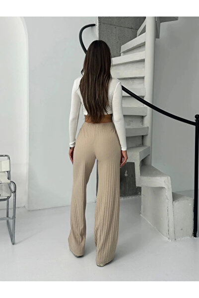 Zerenyus Corded Fabric Fleece-Lined Trousers Beige