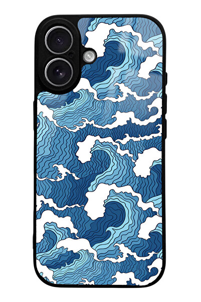 Spoyi iPhone 17 Blue Wave Design Glossy Phone Case