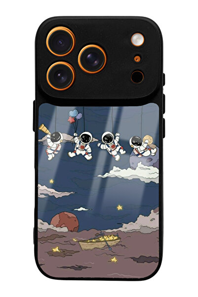 Spoyi iPhone 17 Compatible Glossy Phone Case with Astronaut Design and Swing Feature