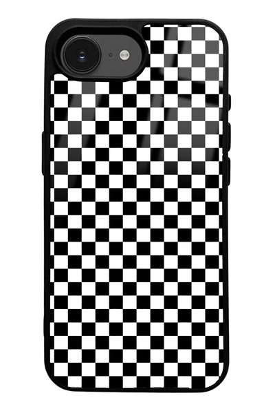 Spoyi iPhone 16E Checkered Design Glossy Phone Case Compatible