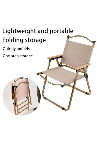 Taimi Lightweight Folding Camping Chair, for Picnic, Beach, Garden, Beige - 78H x 40SH x 52D x 52W cm