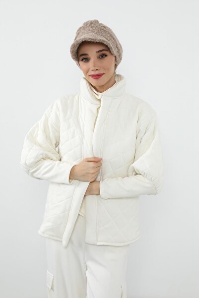 Aisha's Design Γυναικείο καπέλο με πούπουλα και καπέλο χειμερινού τύπου, B-73TK, Πέτρα