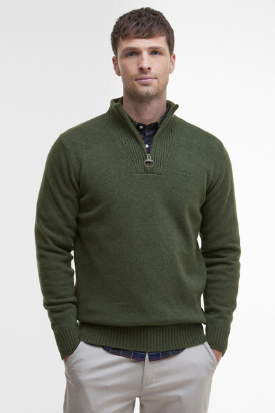 Barbour Essential Lambswool Half Zip Kazak OL54 Mıd Olıve