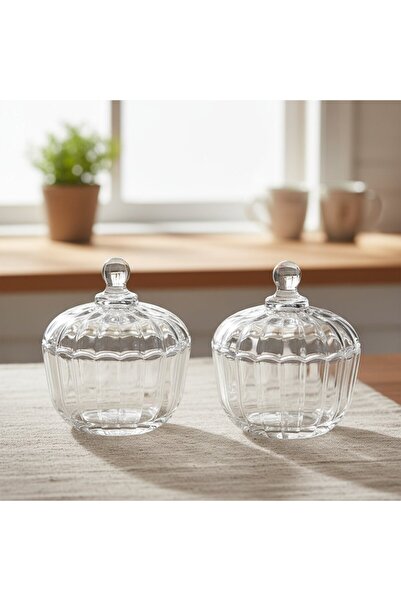 FAIR HOME Liva 2'li Kapaklı Cam Şekerlik Seti 10 x 9 cm