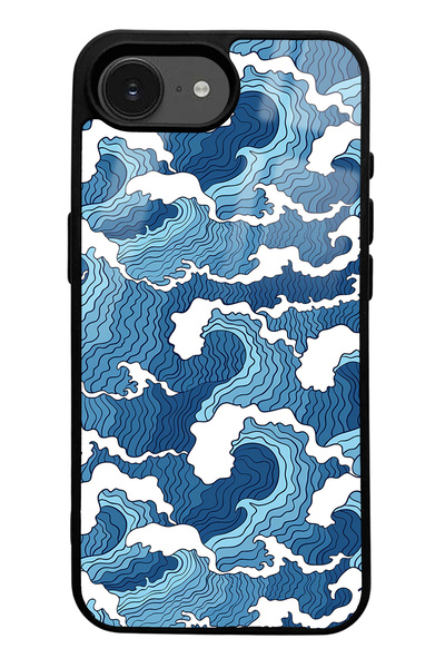 Spoyi Blue Wave Design Glossy Phone Case Compatible with iPhone 16E