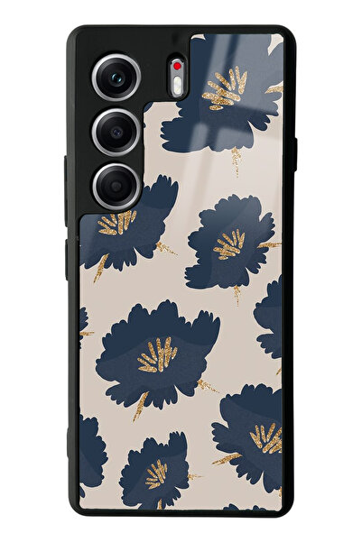 Spoyi Tecno Camon 40 Pro Compatible Blue Flowers Design Glossy Phone Case