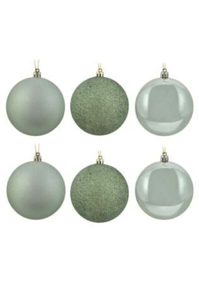 SHOPIENS Set Globuri de Crăciun - Verde Mentă Mat, Lucios și Sclipici Ø10 cm ...