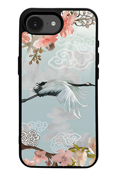 Spoyi iPhone 16E Compatible Glossy Phone Case with Watercolor Stork Design