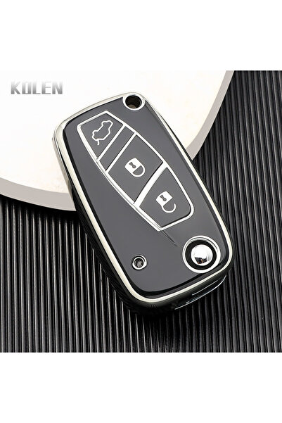 choice2 غطاء مفتاح سيارة جديد قابل للطي من مادة TPU باللونين الفضي والأسود، م...