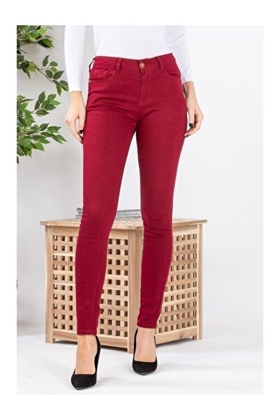 Gosse Women's Simple Burgundy Jeans