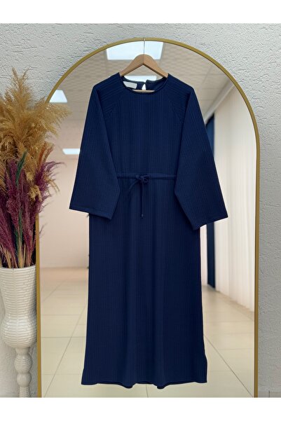 BENAHOLL Barla Beli Tunnel Knitted Dress with Front Seam Detail-Kn6888 Navy Blue