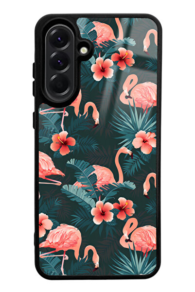 Spoyi Samsung A56 Flamingo Leaf Design Glossy Phone Case Compatible
