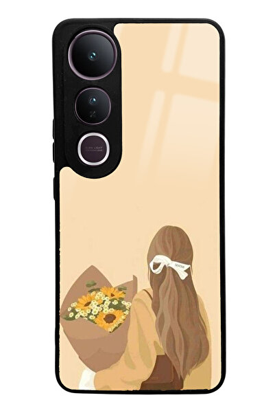 Spoyi Vivo V50 Lite Compatible Floral Girl Design Glossy Phone Case
