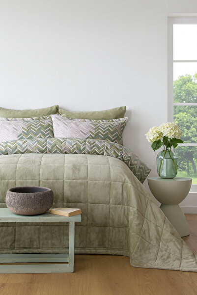 BED LİNE Wellsoft Quilted Bedspread Set Single Size Hardy Green