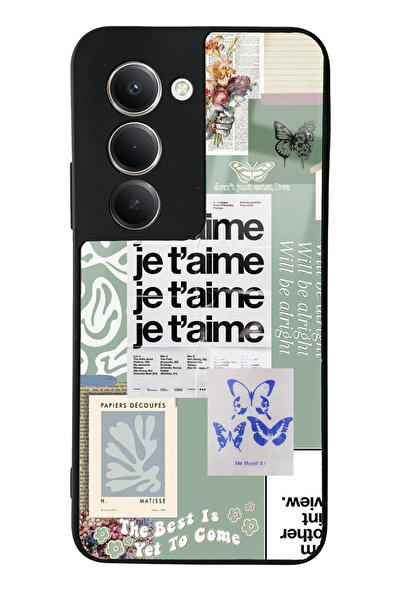 Spoyi جراب هاتف لامع بتصميم Je T'aime متوافق مع هاتف Xiaomi Redmi 15