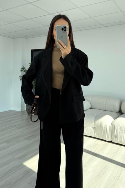 Nazliye Siyah Oversize Premium Blazer Ceket