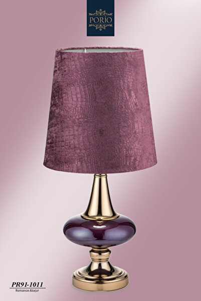 Porio Romance Kumaş Başlıklı Modern Şık Salon Yatak Odası Abajur Aydınlatma M...