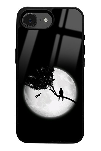 Spoyi iPhone 16E Compatible Glossy Phone Case with Moon View Design
