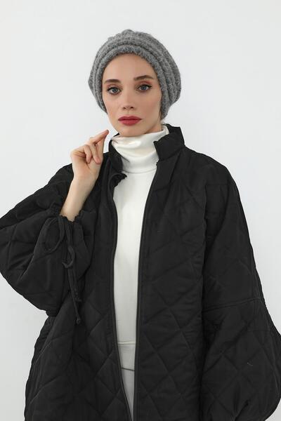 Aisha's Design Γυναικείο καπέλο με πλισέ χειμωνιάτικο καστανόχρωμο χνουδωτό, B-98TK, Γκρι