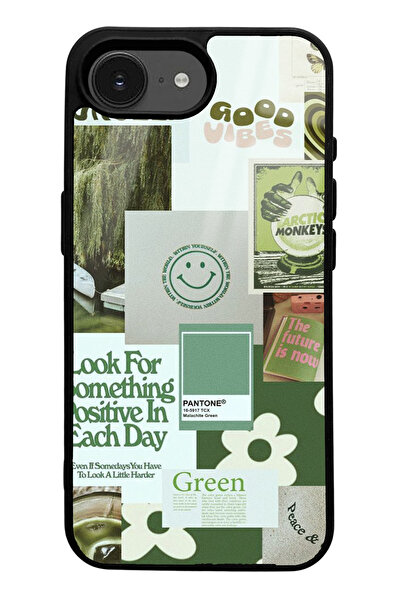 Spoyi iPhone 16E Glossy Phone Case with Green Sticker Design