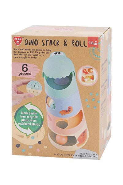Play Go لعبة دينو ستاك آند رول - 6 قطع - مواد معاد تدويرها