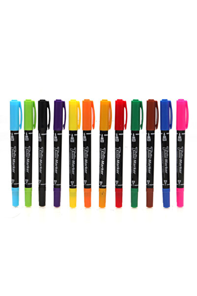 Choice 12PCS Mix Color Gxin G-107 12PCS Colored Permanent Marker. Art Pens.Dual Tip.Waterproof.Practical Pe