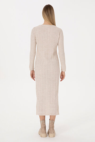 U.S. Polo Assn. Γυναικείο Κρεμ Πλεκτό Φόρεμα 50313835-VR256