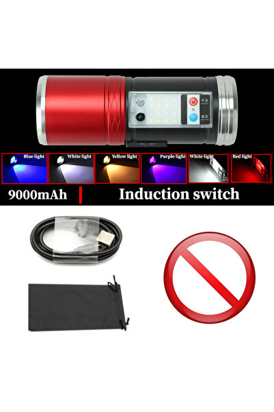 Choice حزمة بدون قوس مصباح يدوي فائق السطوع لصيد الأسماك في الليل قابل لإعادة الشحن عبر USB كشاف ضوئي طُعم أرجواني أزرق