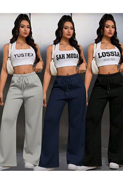 LAUSRA Γυναικεία χειμερινή φόρμα 3 τεμαχίων σε μαύρο + γκρι + μπλε ναυτικό, φ...