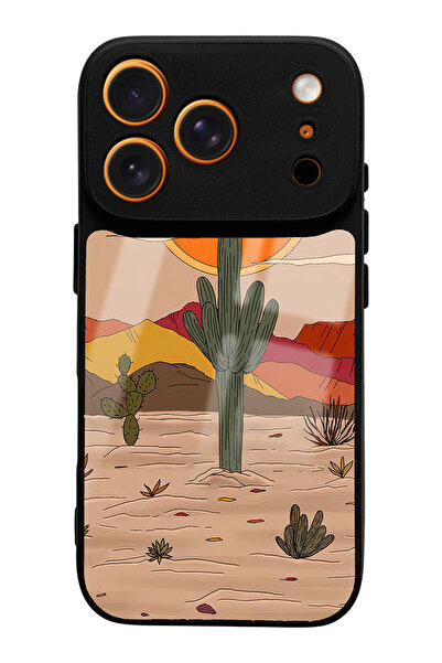 Spoyi iPhone 17 Pro Compatible Retro Cactus Sun Design Glossy Phone Case