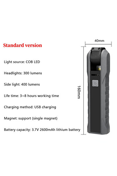 Choice Standard version Portable COB Working Light Magnetic Flashlight USB Charge Car Flashlight Rotatable
