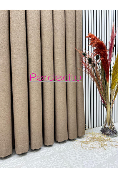 PERDECITY Bohemian Style Linen Gizia Dark Mink Background Curtain (Single Panel) Does Not Need Ironing Heavy Weight Suitable for Any Room