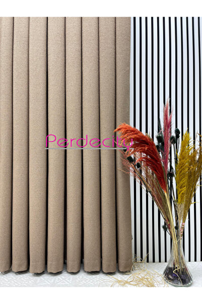 PERDECITY Bohemian Style Linen Gizia Dark Mink Background Curtain (Single Panel) Does Not Need Ironing Heavy Weight Suitable for Any Room