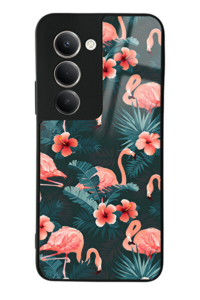 Spoyi Xiaomi Redmi 15 Compatible Flamingo Leaf Design Glossy Phone Case