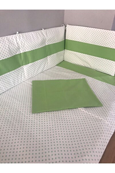 Jaju Baby طقم نوم للأطفال باللون الأخضر المنقط مقاس 60 × 120 طقم غطاء لحاف وح...