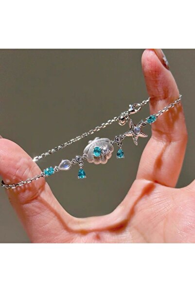Harlofia Jewelry Vip Kaplama Mavi Deniz Kabuklu Okyanus Bileklik