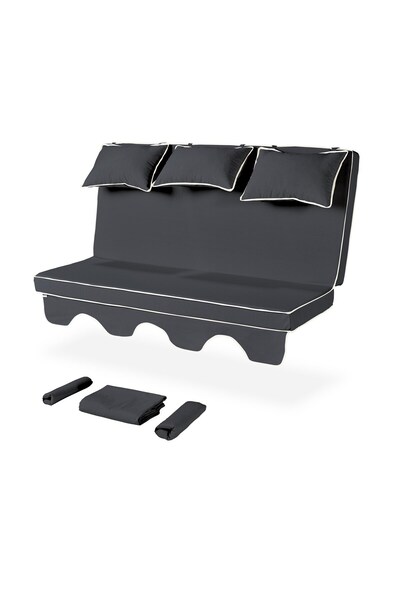 Erinöz Salıncak Minder Kılıf Takımı 3 Kişilik (Süngersiz) - Salvia - Antrasit