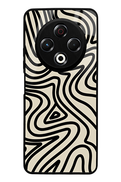 Spoyi Tecno Spark 30 Compatible Beige Geometric Design Glossy Phone Case