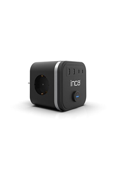 Inca IPW-47SY 3Port 2x USB+2x Type-C Akım Korumalı Led Tuşlu Duvar Priz - Siyah