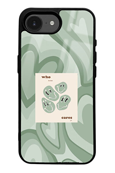 Spoyi Who Cares Green Designed Glossy Phone Case Compatible with iPhone 16E