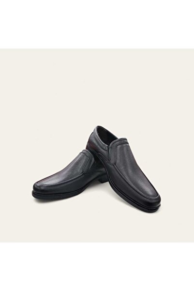 iskarpino Genuine Leather Black Laceless Men's Casual Daily Shoes