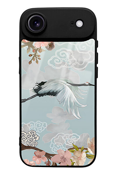 Spoyi iPhone 17 Air Compatible Glossy Phone Case with Watercolor Stork Design