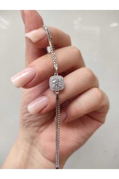 Silver 925 Ayar Kare Bileklik