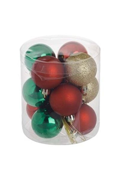 Craciun Set of Red Green Gold Matte Balloons with Glitter Ø8 cm - 12 pcs