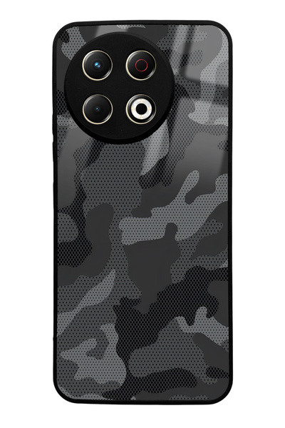 Spoyi Tecno Spark 30 Pro Black Camouflage Design Glossy Phone Case