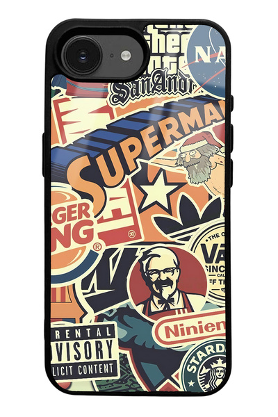 Spoyi Retro Brand Design Glossy Phone Case Compatible with iPhone 16E